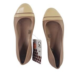 Crocs Women's Cap Toe Flat Bronze and Brown Size 5 NEW